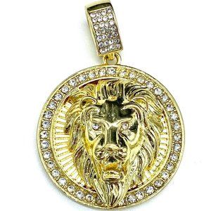 High-Quality 14k Gold Plated Iced Lion Pendant